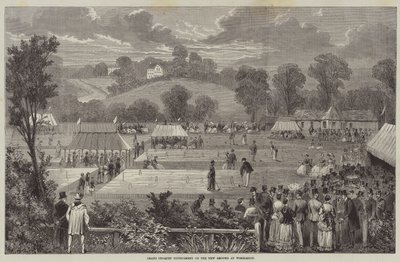 Groot Croquet Toernooi op het nieuwe terrein in Wimbledon (gravure) door English School