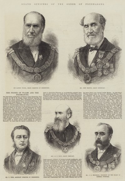 Grootofficieren van de Orde van Vrijmetselaars (gravure) door English School