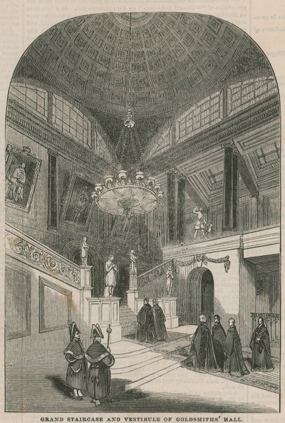 Grote trap en vestibule van Goldsmiths Hall door English School