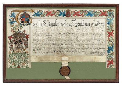 Wapenbrief aan Charles Hewitt, 1597 door English School