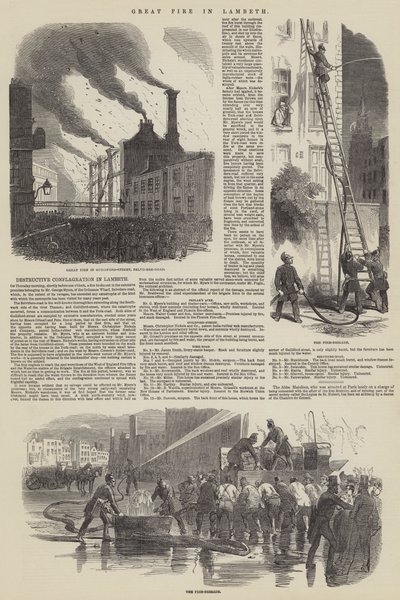 Grote brand in Lambeth (gravure) door English School