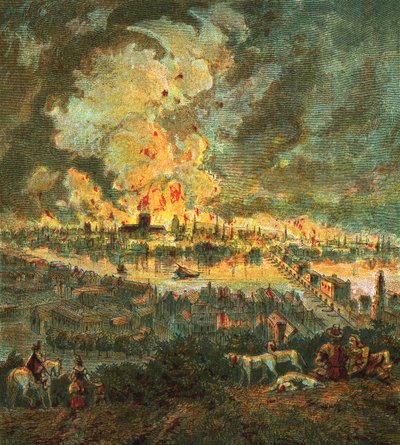 Grote Brand van Londen (1666) door English School