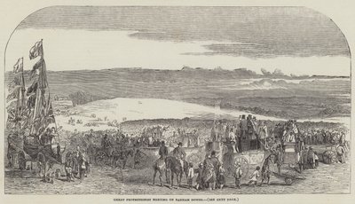 Grote protectionistische bijeenkomst op Barham Downs (gravure) door English School