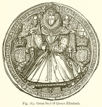 Grote zegel van koningin Elizabeth door English School
