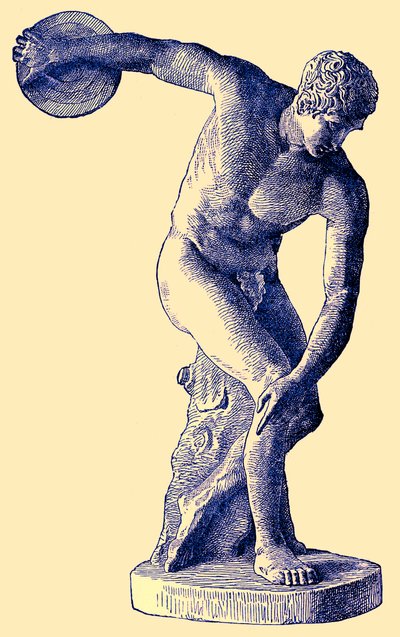 Griekse atleet die de discus werpt, illustratie uit Cassells Geïllustreerde Universele Geschiedenis door Edward Ollier, 1890 door English School