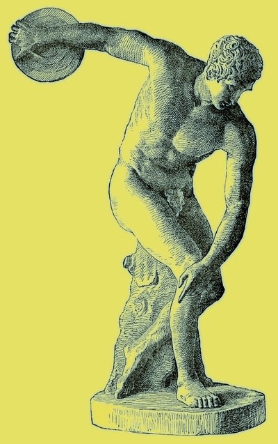 Griekse atleet die de discus werpt, illustratie uit Cassells Geïllustreerde Universele Geschiedenis door Edward Ollier, 1890 door English School