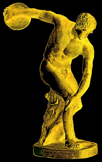 Griekse atleet die de discus werpt, illustratie uit Cassells Geïllustreerde Universele Geschiedenis door Edward Ollier, 1890 door English School