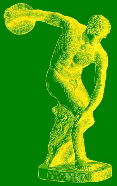 Griekse atleet die de discus werpt, illustratie uit Cassells Geïllustreerde Universele Geschiedenis door Edward Ollier, 1890 door English School