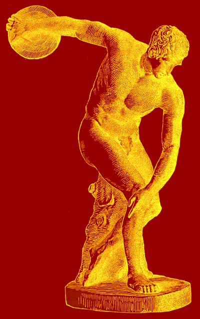 Griekse atleet die de discus werpt, illustratie uit Cassells Geïllustreerde Universele Geschiedenis door Edward Ollier, 1890 door English School