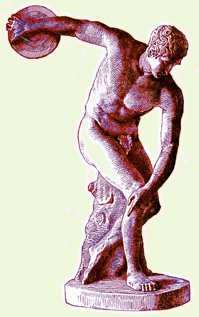 Griekse atleet die de discus werpt, illustratie uit Cassells Geïllustreerde Universele Geschiedenis door Edward Ollier, 1890 door English School