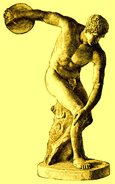 Griekse atleet die de discus werpt, illustratie uit Cassells Geïllustreerde Universele Geschiedenis door Edward Ollier, 1890 door English School