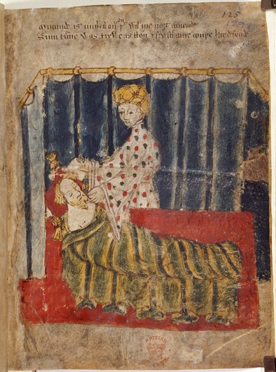 Vrouw van de Groene Ridder en Gawain, illustratie uit 