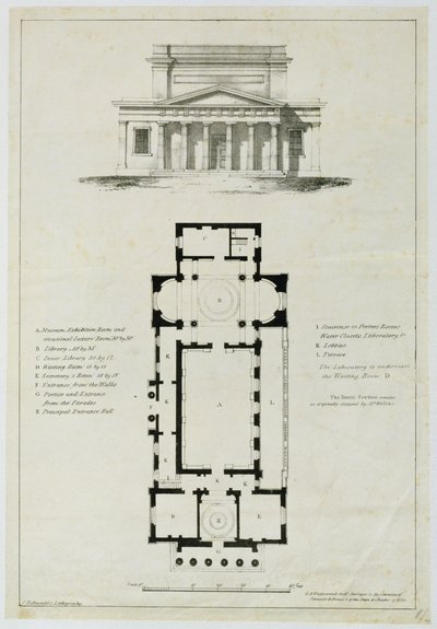 Grondplan van de Lagere Vergaderzalen, Bath, gegraveerd door Charles Hullmandel door English School