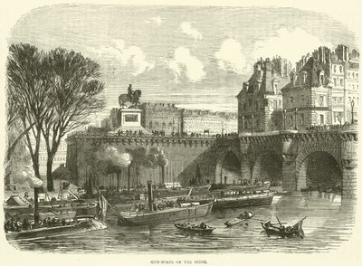 Kanonneerboten op de Seine, november 1870 door English School