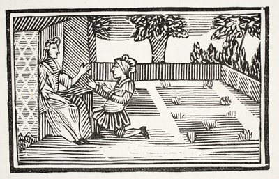 Guy het hof maakt aan Schone Phillis, illustratie uit Chap-books van de Achttiende Eeuw door John Ashton, uitgegeven 1882 door English School
