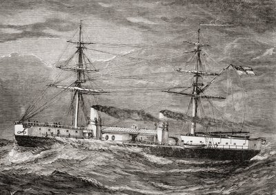 HMS Inflexible, Invincible Class Slagkruiser van de Britse Koninklijke Marine, illustratie uit 
