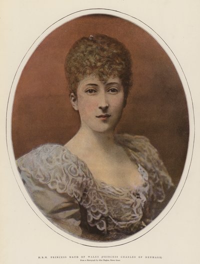 H K H prinses Maud van Wales, prinses Charles van Denemarken (kleur litho) door English School