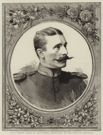 H S H prins Hendrik van Battenberg, verloofd met prinses Beatrice (gravure) door English School