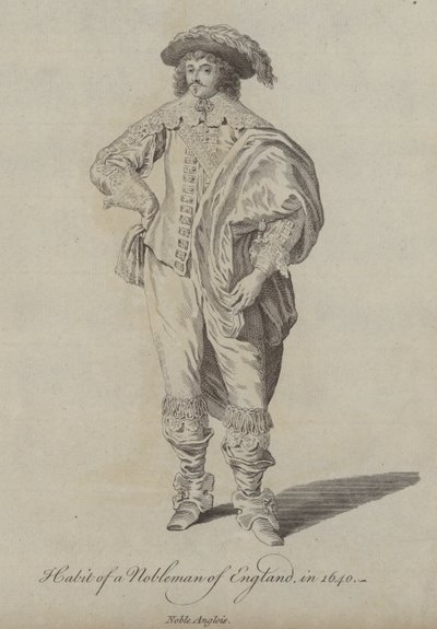 Kleding van een Engelse edelman in 1640 door English School