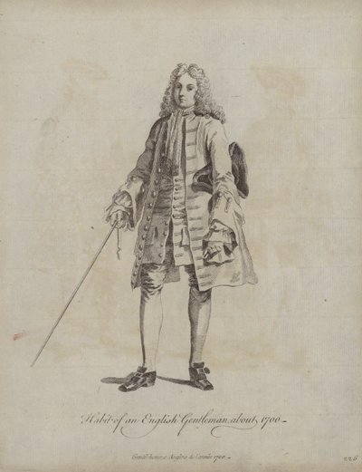 Kostuum van een Engelse heer rond 1700 door English School