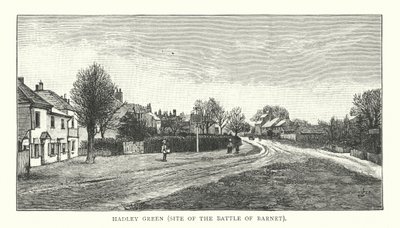 Hadley Green, plaats van de slag om Barnet (gravure) door English School