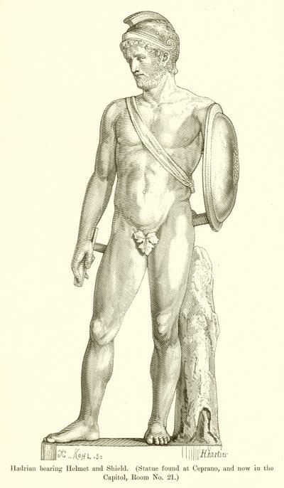 Hadrianus met helm en schild door English School