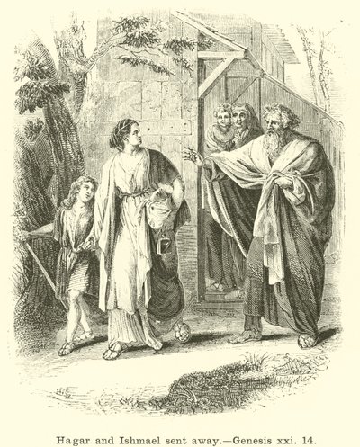 Hagar en Ismaël weggestuurd, Genesis, xxi, 14 door English School