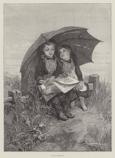 Halve vrije dag (gravure) door English School