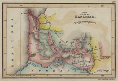 Halve stam van Manasse (gekleurde gravure) door English School