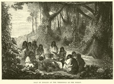 Halt van indianen aan de rand van het bos door English School