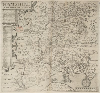 Hamshire, olim pars Belgarum. J. Norden descripsit. W. Hole sculp., uit Camden