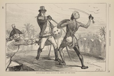Handgemeen tussen de heer Shore en de Goojur, illustratie uit Cassells Geïllustreerde Geschiedenis van Engeland door English School