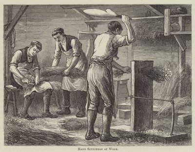 Hand Scutchers aan het Werk door English School
