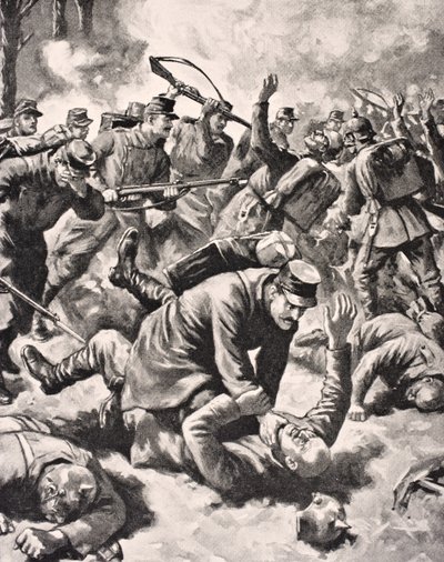 Handgevecht tussen Duitse en Westerse soldaten, uit 
