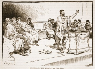 Hannibal in de Vergadering in Carthago door English School