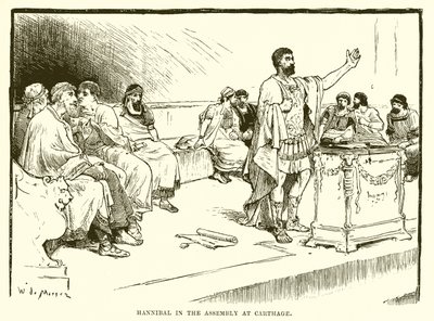 Hannibal in de vergadering van Carthago door English School
