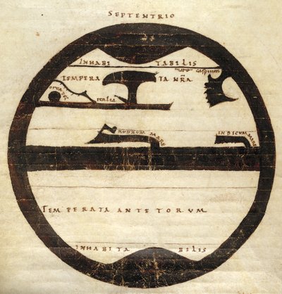 Diagrammatische zonale wereldkaart, c.1050 door English School