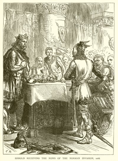 Harold ontvangt het nieuws van de Normandische invasie, 1066 door English School