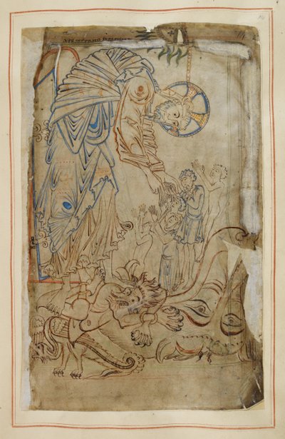 Nederdaling ter helle, uit "Tiberius Psalter", Cotton MS Tiberius C VI, f.14 , c.1050 door English School