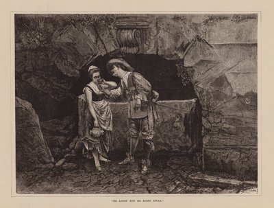 "Hij houdt en hij rijdt weg" (gravure) door English School
