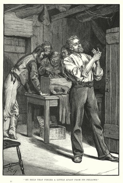 Hij hield die vinger een beetje apart van zijn kameraden (gravure) door English School