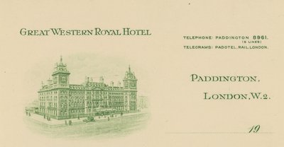 Briefpapier van het Great Western Royal Hotel door English School