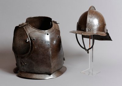 Helm, borstplaat en rugplaat, midden 17e eeuw door English School