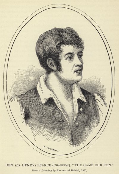 Hen (of Henry) Pearce, Kampioen, The Game Chicken, naar een tekening van Reeves, uit Bristol, 1805 door English School