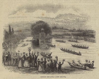 Henley Regatta, het Eiland (gravure) door English School