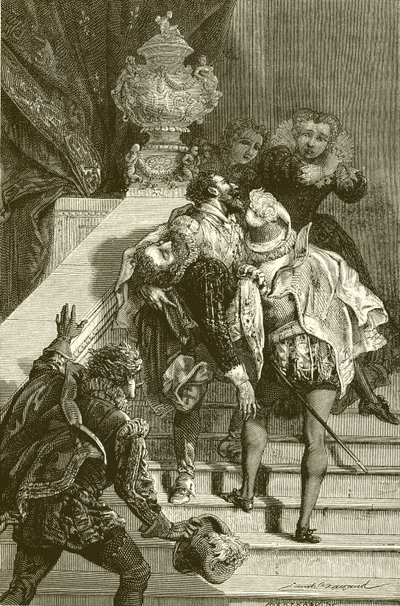 Hendrik IV gewond, naar het Louvre gebracht door English School