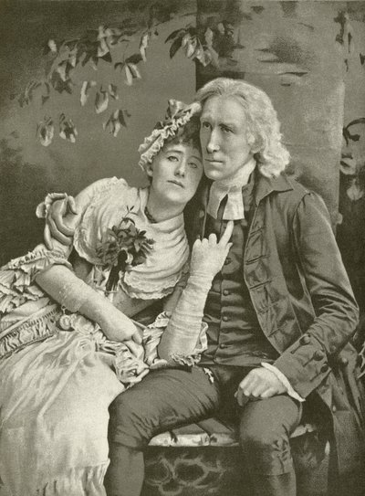 Henry Irving als de dominee en Ellen Terry als Olivia (gravure) door English School