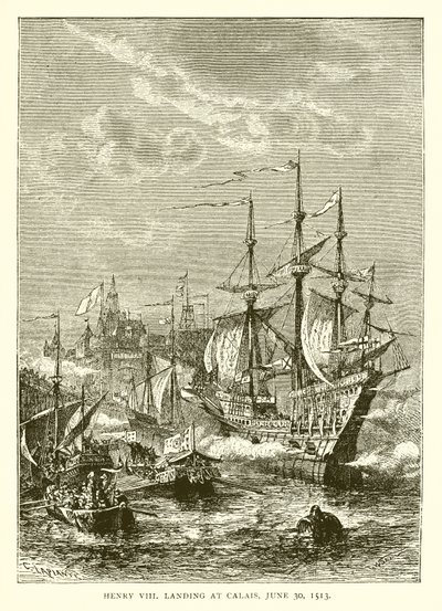 Hendrik VIII Landt in Calais, 30 juni 1513 door English School