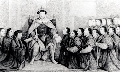 Hendrik VIII verleent het charter aan de Barbiers en Chirurgen door English School