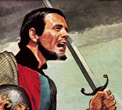 Hendrik V bij het beleg van Harfleur in Frankrijk door English School